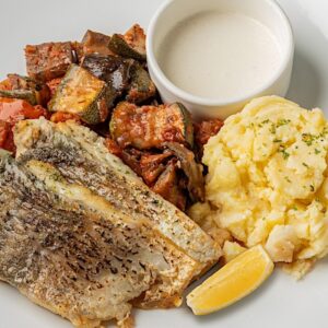 Grilled Seabass, Ratatouille & Mashed Potato